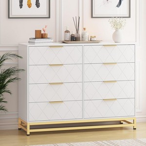 Coucheta 36 Inch Tall 8-Drawer Dresser for Bedroom, Tall Wood Storage Cabinet, Large Chest of Drawers TV Stand - 1 of 4