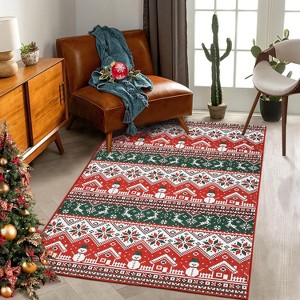 Modern Washable Christmas Area Rug, Low Pile Non Slip Anti-slip Soft Carpet for Living Room Bedroom Nursery Dining Room Home Decor - 1 of 4