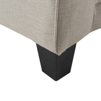 Light Gray Linen Track Arm Sofa with Removable Cushions