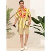 Lars Amadeus Men's Stripe Short Sleeved Color Block Button Down Beach Shirt - 3 of 4