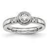 Chisel Stainless Steel Polished Cubic Zirconia Ring - 2 of 4