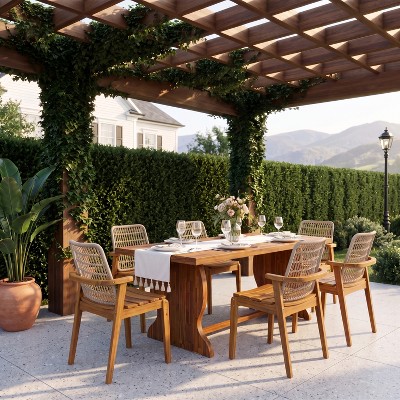 Christopher Knight Home Aron Modern 7-Piece Outdoor Slatted Acacia Wood ...