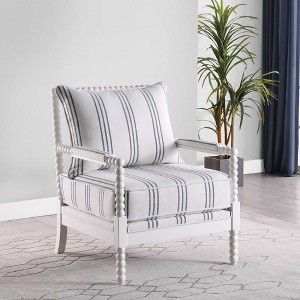 CAVINAS Linen Accent Chair with Spindl Backrest,Legs and Armrests,Cozy Upholstered Living Room Chairs,Reading Chairs for Living Room - 1 of 4