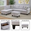 Grey White Flannel 3-Piece Sofa Living Room Sofa Set - 4 of 4