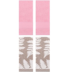 REGALWOVEN 4 Pcs Bathroom Decorative Cotton Soft Absorbent Sold Striped Hand Towel - 1 of 4