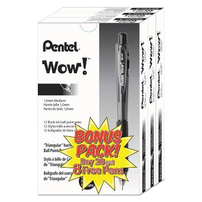 Retractable Ballpoint Pens 28pk Black - Pentel WOW!