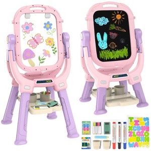 Aoibox Adjustable Double Sided Magnetic Easel for Kids with Painting Accessories Rotatable Art Board Gift Toddler - 1 of 4