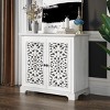 Vintage Accent Buffet Cabinet with Carved Doors, Antique Console Storage Cabinet, Distressed Sideboard for Entryway, Kitchen-The Pop Home - 3 of 4