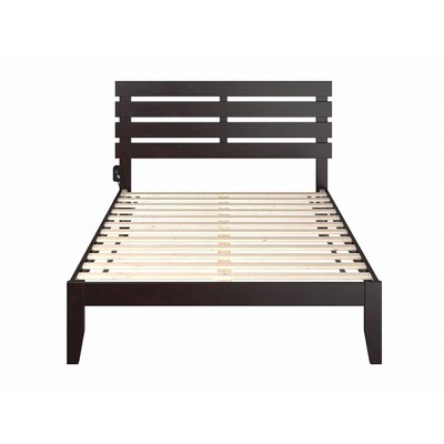 Oxford Espresso Full-Size Wood Frame Bed with USB Charger