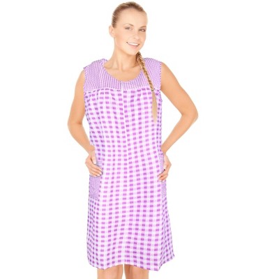 JEFFRICO House Dresses for Women with Pockets - Lightweight Breathable Sleeveless Muumuu & Nightgowns - Zipper Front Housecoat Dusters