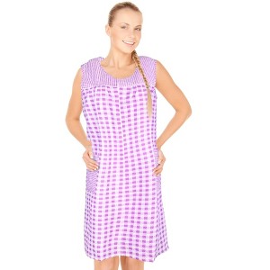 JEFFRICO House Dresses for Women with Pockets - Lightweight Breathable Sleeveless Muumuu & Nightgowns - Zipper Front Housecoat Dusters - 1 of 4