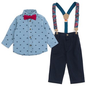 Marvel Spider-Man Button Down Shirt Twill Pants Suspenders and Bow-Tie 4 Piece Outfit Set Infant to Little Kid - 1 of 4