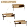 LIVAREEmlen 40.16" Rattan Coffee table, sliding door for storage, metal legs, Modern table for living room , natural - 4 of 4
