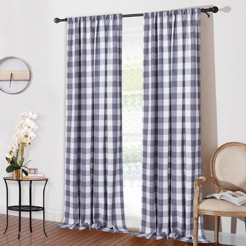 Farmhouse Yarn Dyed Buffalo Check Window Curtain Panels, Grey, 42