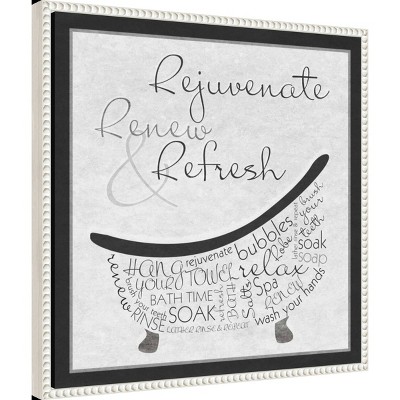 22"x22" White and Black Canvas Bath Quote Framed Art