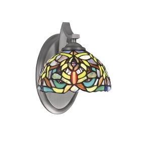 Toltec Lighting Zilo 1 - Light Sconce in  Graphite with 7" Kaleidoscope Art Glass Shade - 1 of 1