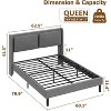 Queen Size Upholstered Bed Frame with USB Charging Ports, Adjustable Headboard & Linen Fabric, No Box Spring Needed, Heavy Duty Mattress Foundation - 2 of 4