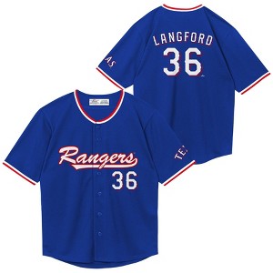 MLB Texas Rangers Wyatt Langford Youth Wordmark Jersey : Target