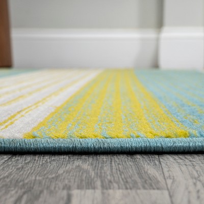 Duxbury Coastal Stripe Green/Blue Synthetic 3x5 Area Rug