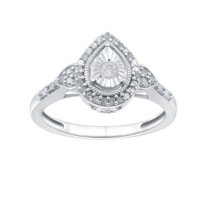 GILDED 1/4 CTTW Natural Diamond Pear & Heart Shaped Ring in Sterling Silver with Miracle Plating, Size 7 - 1 of 4