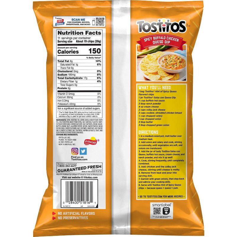 Tostitos Hint of Spicy Queso Bite Size - 11oz, 3 of 5