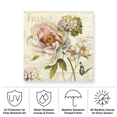 Lisa Audit Floral Print on Beige Canvas with Weather Treated Wood Frame