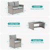 Sonkuki 4-Piece Patio Conversation Set with Coffee Table, - 3 of 4