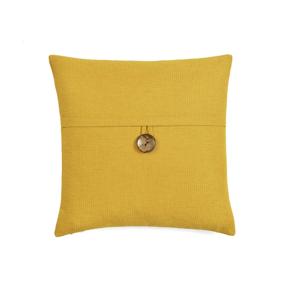 Photos - Pillowcase 20"x20" Oversize Linen Texture Woven Button Family-Friendly Square Throw P