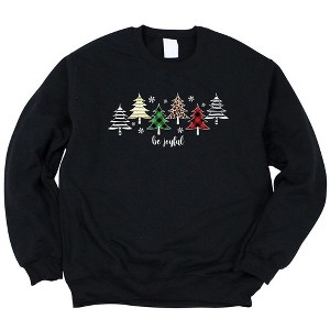Simply Sage Market Women's Graphic Sweatshirt Be Joyful Trees - 1 of 2