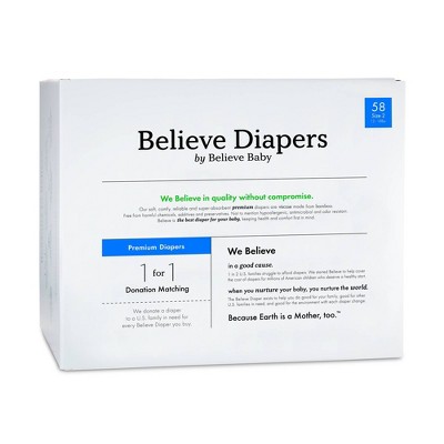 Believe Baby Premium Viscose Made from Bamboo Disposable Diapers (Select Size and Count)