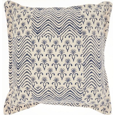 Life Styles Printed Flower Patch Oversize Square Throw Pillow Indigo - Nourison