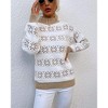 Clearlove Women's Christmas Snowflake Knit Sweater Festive Mock Neck Holiday Top Cozy Christmas Pullover Casual Winter Blouse - 2 of 4