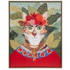 AZL1 Life Concept Wall Art Bohemian Cat In Forest Framed Canvas by Carol Lew with Embossed Golden Frame for Home Display, Red, 19.41"*23.5"*2.36" - 2 of 4