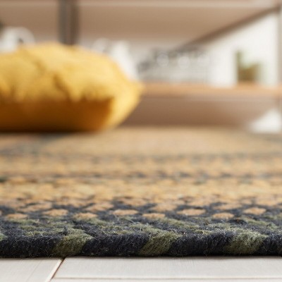 Handmade Gold and Sage Braided Cotton Oval Area Rug