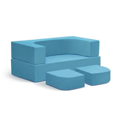 INFURNIC Sofas Modular Kids Sofa Bed Convertible Play Couch for Creative Fun in Playroom, Blue, 40"*20"*16"