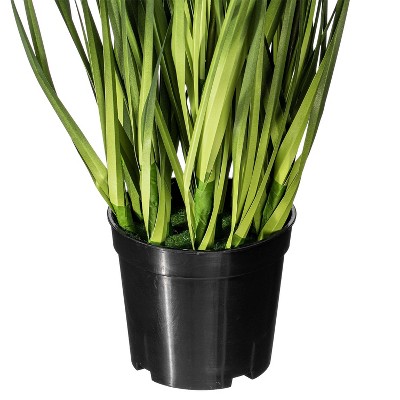 Sleek Summer 24" Artificial Sheep's Grass in Modern Black Pot