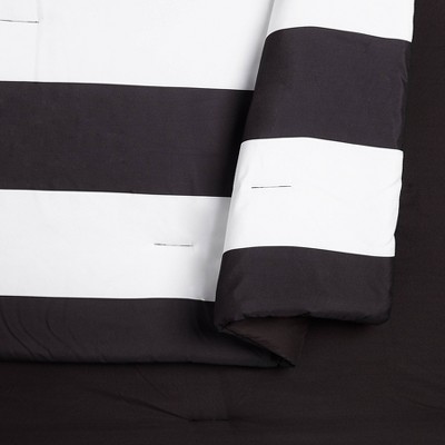 Full Black and White Reversible Microfiber Comforter Set