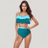 Anna-Kaci Swim Women's Ruffle Flounce Bikini Top and High Waist Bottom Two-Piece Swimsuit with Contrast Trim - 2 of 4