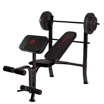 Marcy MKB-2081 Pro 14 Gauge Steel Home Gym Standard Weight Training Bench w/ 80 Pound Weight Set Including (2) 25 Pound Plates and (2) 15 Pound Plates