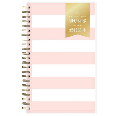 Day Designer 2024 Planner 8.5x11 Weekly/Monthly Frosted Cover Ticking  Stripe Blue