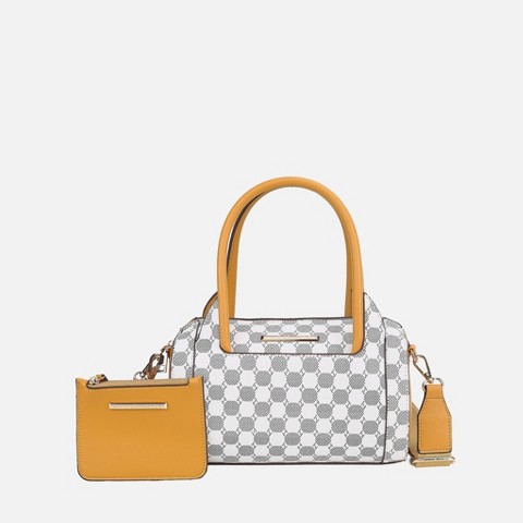 MKF Collection Adhara Women’s Structured Satchel Bag with Pouch, Circular Print, by Mia K