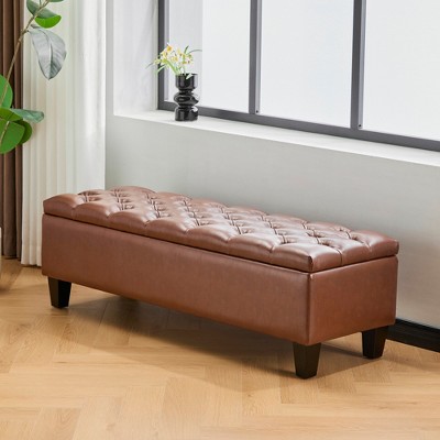 Lycvki Ottoman Storage Bench with Wood Legs