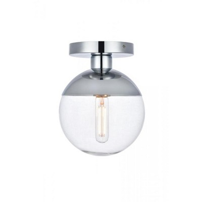 Elegant Lighting Eclipse 1 Light Chrome Flush Mount With Clear Glass