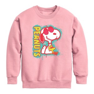 Boys' - Peanuts - Peanuts Snoopy Woodstock Graphic Long Sleeve Fleece Sweatshirt - 1 of 4