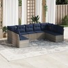 vidaXL 9 Piece Patio Sofa Set with Cushions Gray Poly Rattan - 2 of 4
