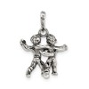 Black Bow Jewelry Sterling Silver Gemini the Twins Zodiac 3D Antiqued Pendant - 4 of 4