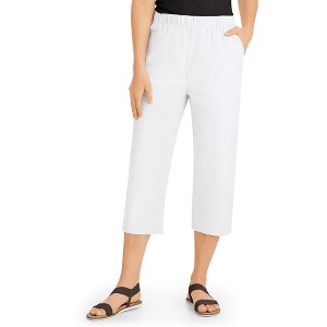 Collections Etc Versatile Women's Pull-On Elasticized Waist Twill Capris - 1 of 4