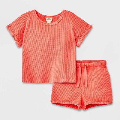 Image of Baby Solid Top & Bottom Set - Cat & Jack™ Orange Newborn