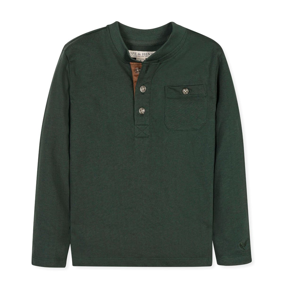 Hope & Henry Organic Long Sleeve Henley Pocket Tee, Kids