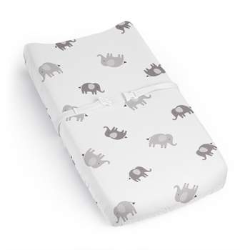 Sweet Jojo Designs Boy Girl Gender Neutral Unisex Changing Pad Sheet Boho Elephant Grey and White